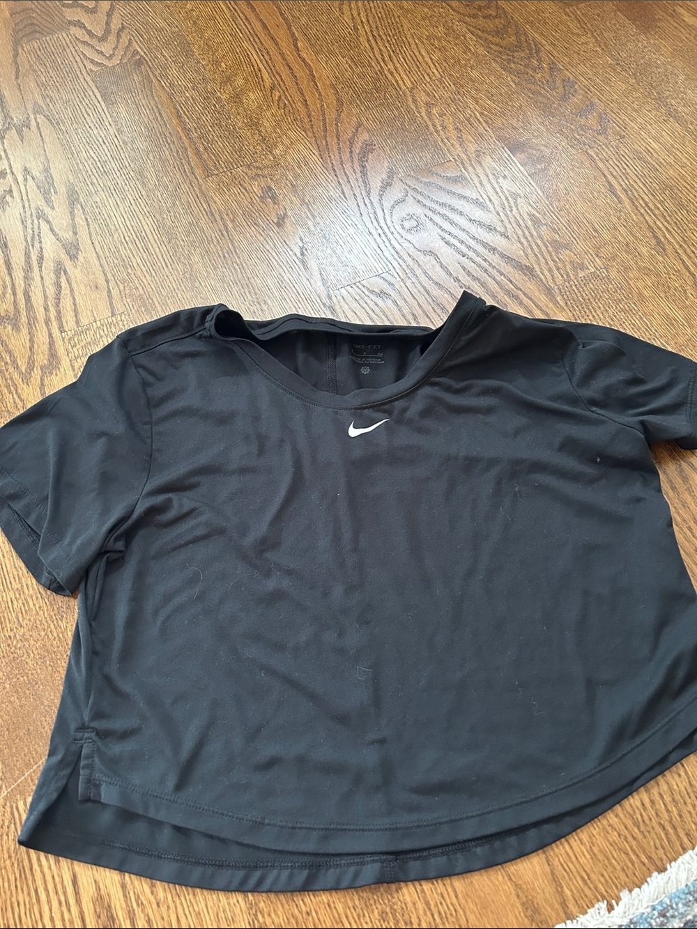 Nike Black Crop Short-Sleeve Tee with White Swoosh